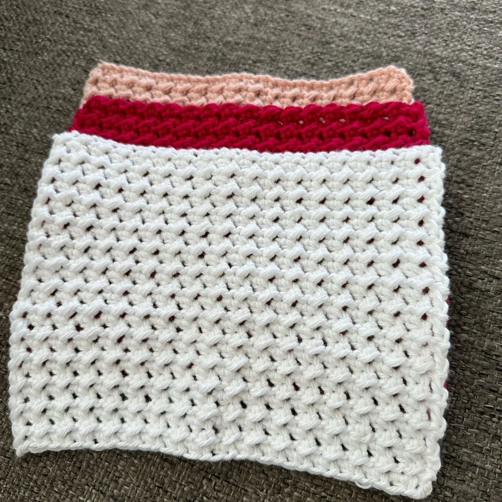 Handmade 100% Cotton Dish Wash Spa Red Pink White Cloths